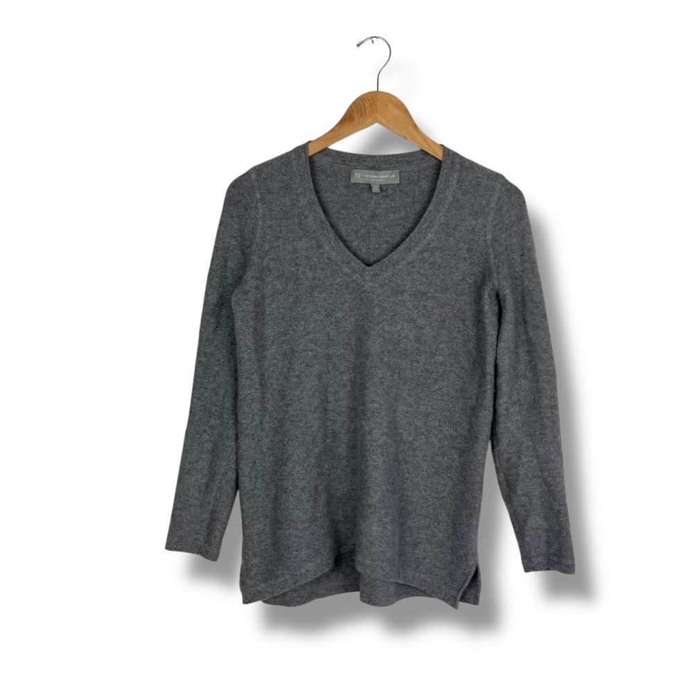 TSE for Neiman Marcus Cashmere Sweater V Neck Oversized Grey XS Quiet Luxury